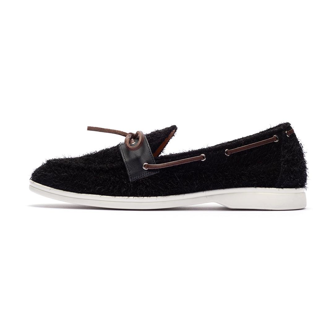 Men's Black Textured Suede Barca Yacht Loafer From Del Toro Shoes