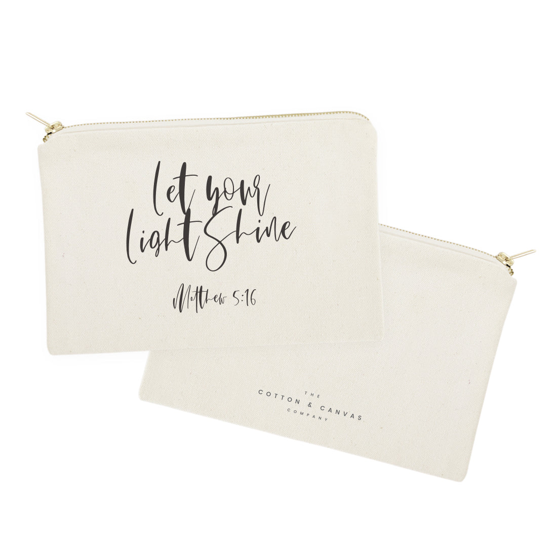 Let Your Light Shine, Matthew 5:16 Cotton Canvas Cosmetic Bag from The Cotton & Canvas Co.