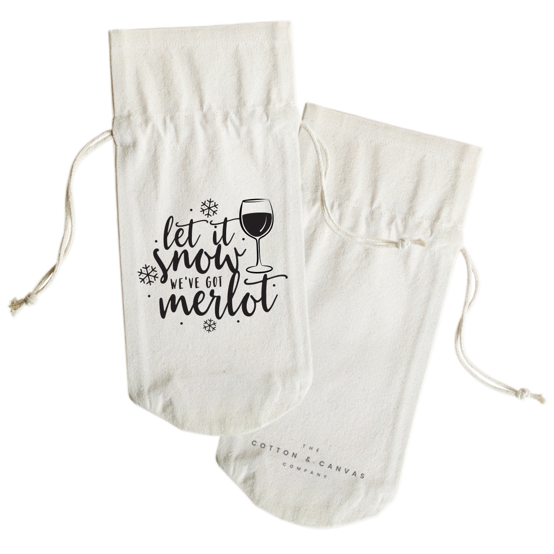 Let It Snow, We've Got Merlot Christmas Canvas Wine Bag from The Cotton & Canvas Co.