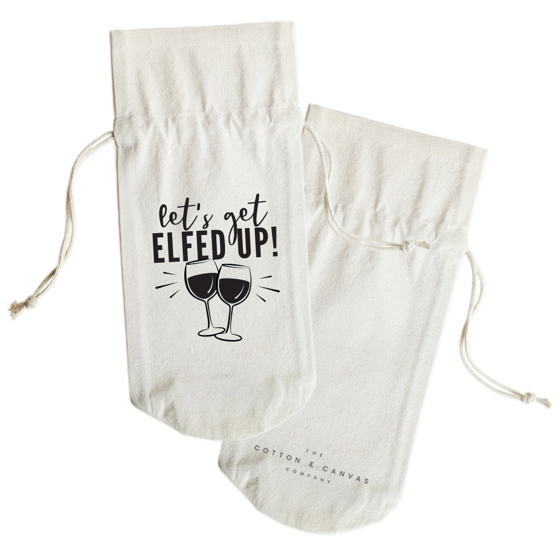 Let's Get Elfed Up! Christmas Canvas Wine Bag from The Cotton & Canvas Co.