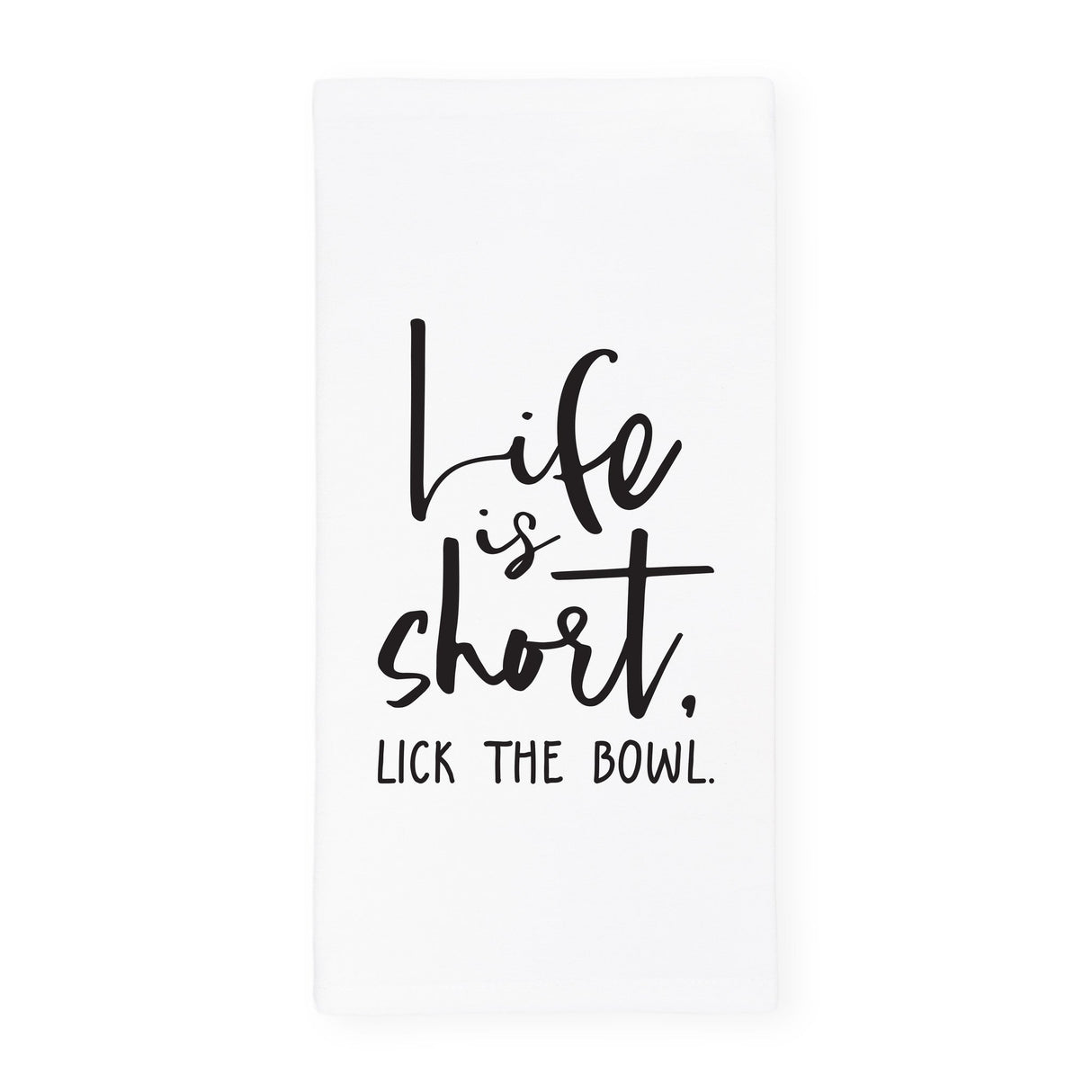 Life is Short, Lick the Bowl Kitchen Tea Towel from The Cotton & Canvas Co.