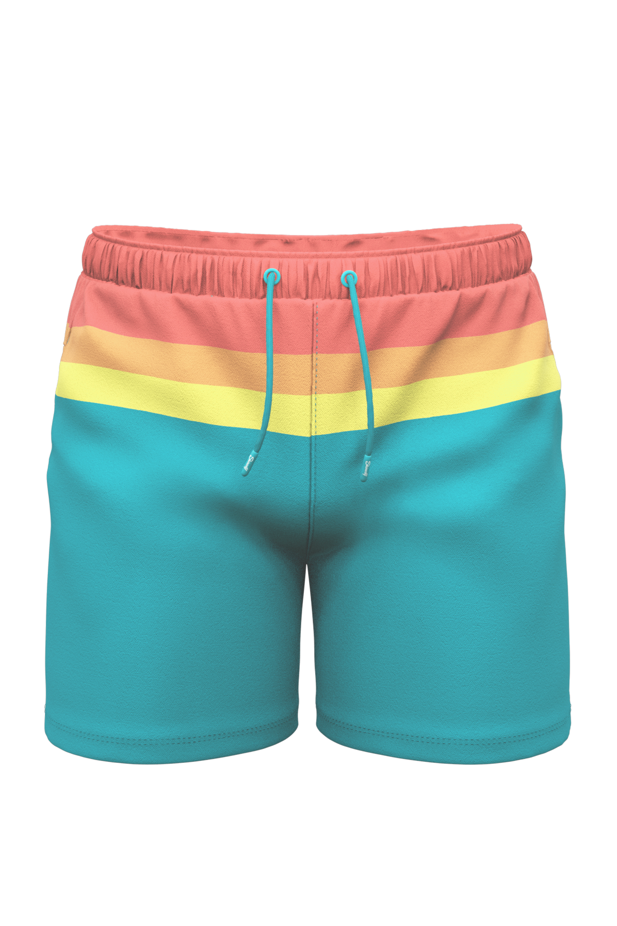 The Lifeguard | Green and Orange Retro Stripe Ball Hammock® Pouch 8" Swim Trunks from Shinesty