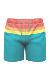 The Lifeguard | Green and Orange Retro Stripe Ball Hammock® Pouch 8" Swim Trunks from Shinesty