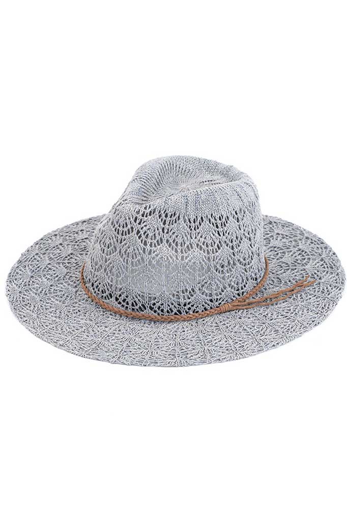 C.C Horseshoe Lace Knitting Trim Band Panama Hat from Madeline Love