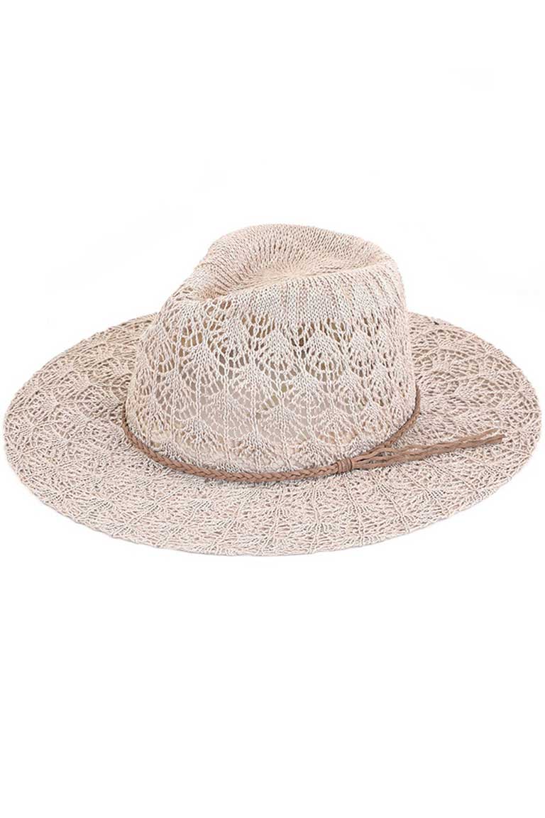 C.C Horseshoe Lace Knitting Trim Band Panama Hat from Madeline Love