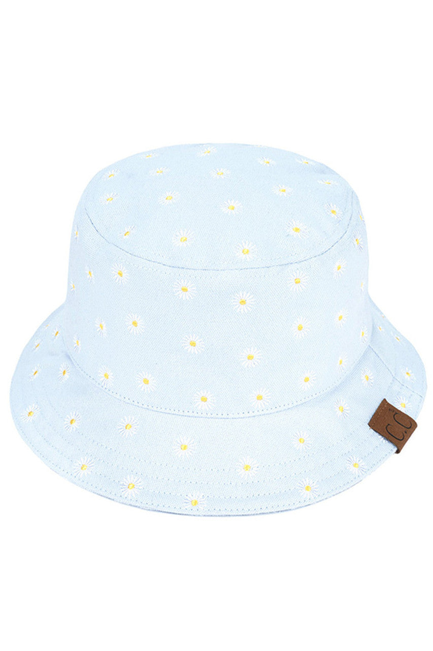 C.C Daisy Embroidered Cotton Canvas Bucket Hat from Madeline Love
