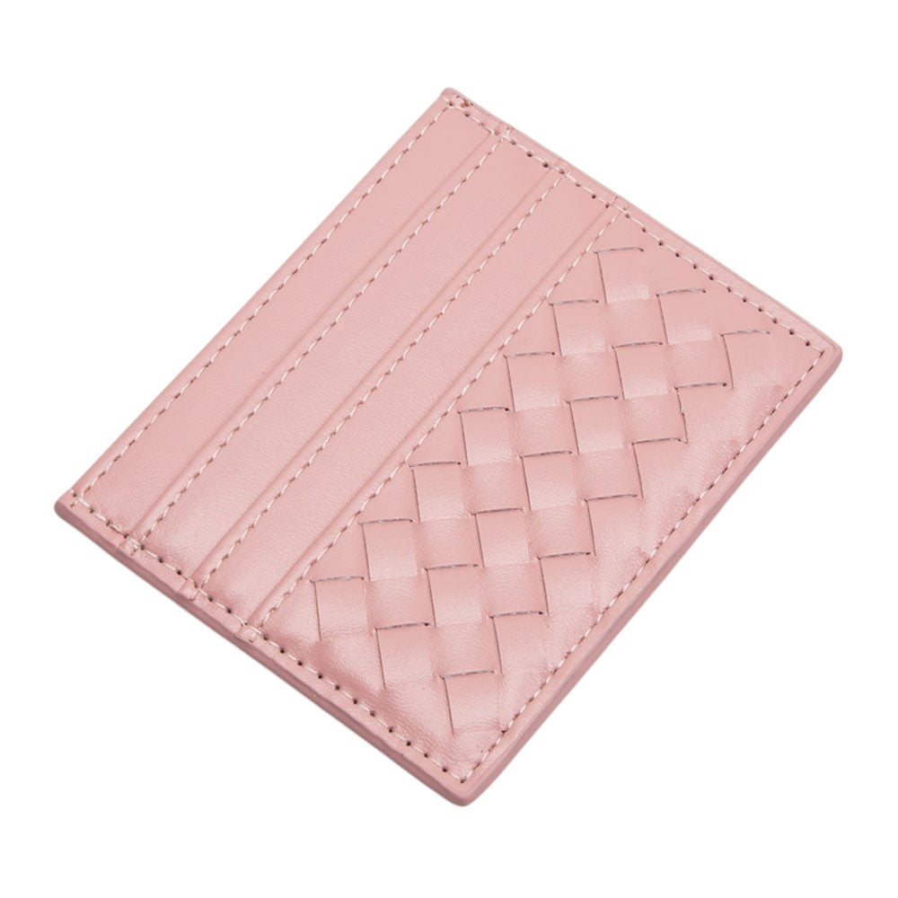 Faux Leather Basket Weave Card Holder Wallet  from Madeline Love