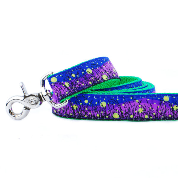 1″ Lightning Bugs Ribbon Dog Leash from 2 Hounds Design