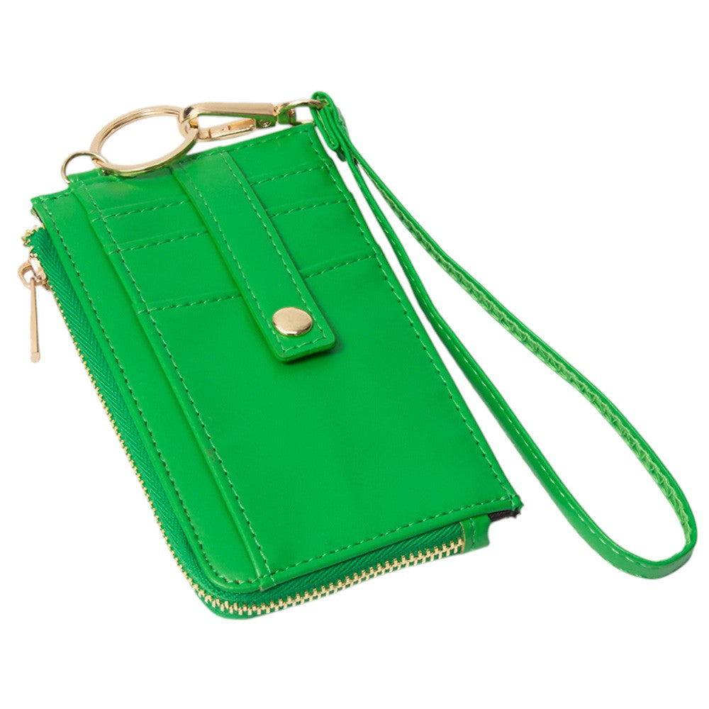 Faux Leather Basket Weave Flat Card Holder Wallet with Wristlet  from Madeline Love