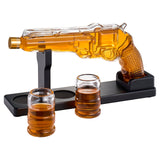 Whiskey Decanter Set 7.7 Oz with Two 1.6 Oz Shot Glasses | Pistol Gun Unique Birthday Gift Ideas For Son, Gifts for Men Dad, Home Bar Gifts, Drinking Accessories Funny Military Present Cool Dispenser from The Wine Savant