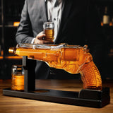 Whiskey Decanter Set 7.7 Oz with Two 1.6 Oz Shot Glasses | Pistol Gun Unique Birthday Gift Ideas For Son, Gifts for Men Dad, Home Bar Gifts, Drinking Accessories Funny Military Present Cool Dispenser from The Wine Savant