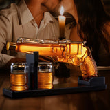 Whiskey Decanter Set 7.7 Oz with Two 1.6 Oz Shot Glasses | Pistol Gun Unique Birthday Gift Ideas For Son, Gifts for Men Dad, Home Bar Gifts, Drinking Accessories Funny Military Present Cool Dispenser from The Wine Savant