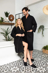 Knee-Length Waffle Kimono Robe for Women From Lotus Linen