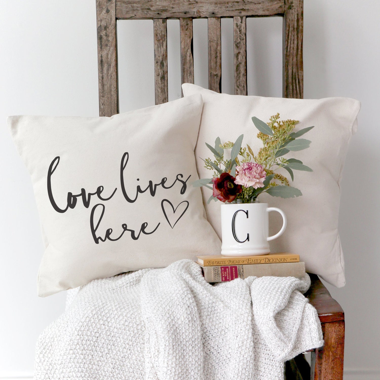 Love Lives Here Pillow Cover from The Cotton & Canvas Co.