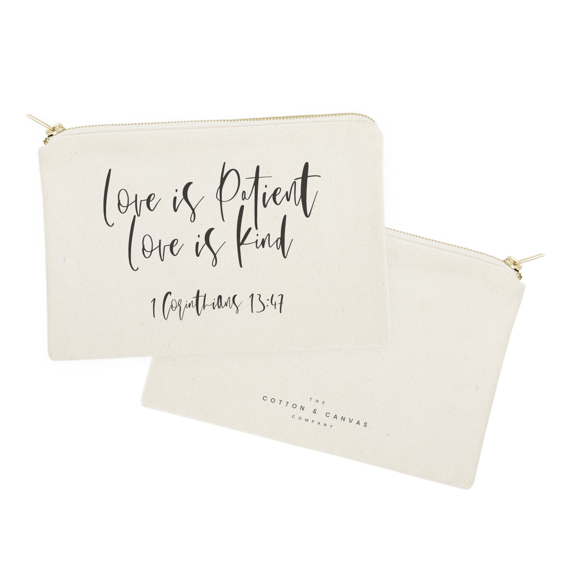 Love is Patient Love is Kind Cotton Canvas Cosmetic Bag from The Cotton & Canvas Co.