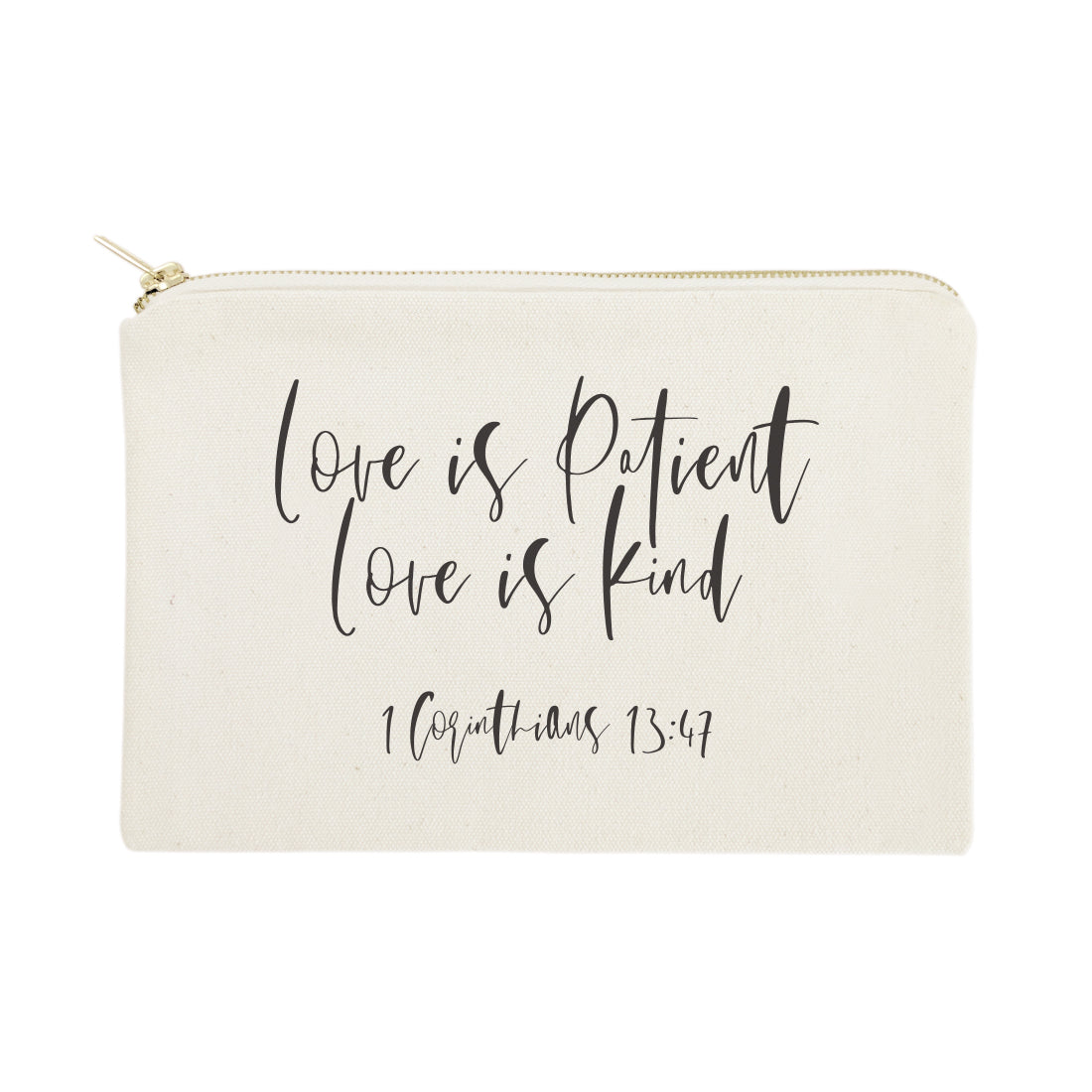 Love is Patient Love is Kind Cotton Canvas Cosmetic Bag from The Cotton & Canvas Co.