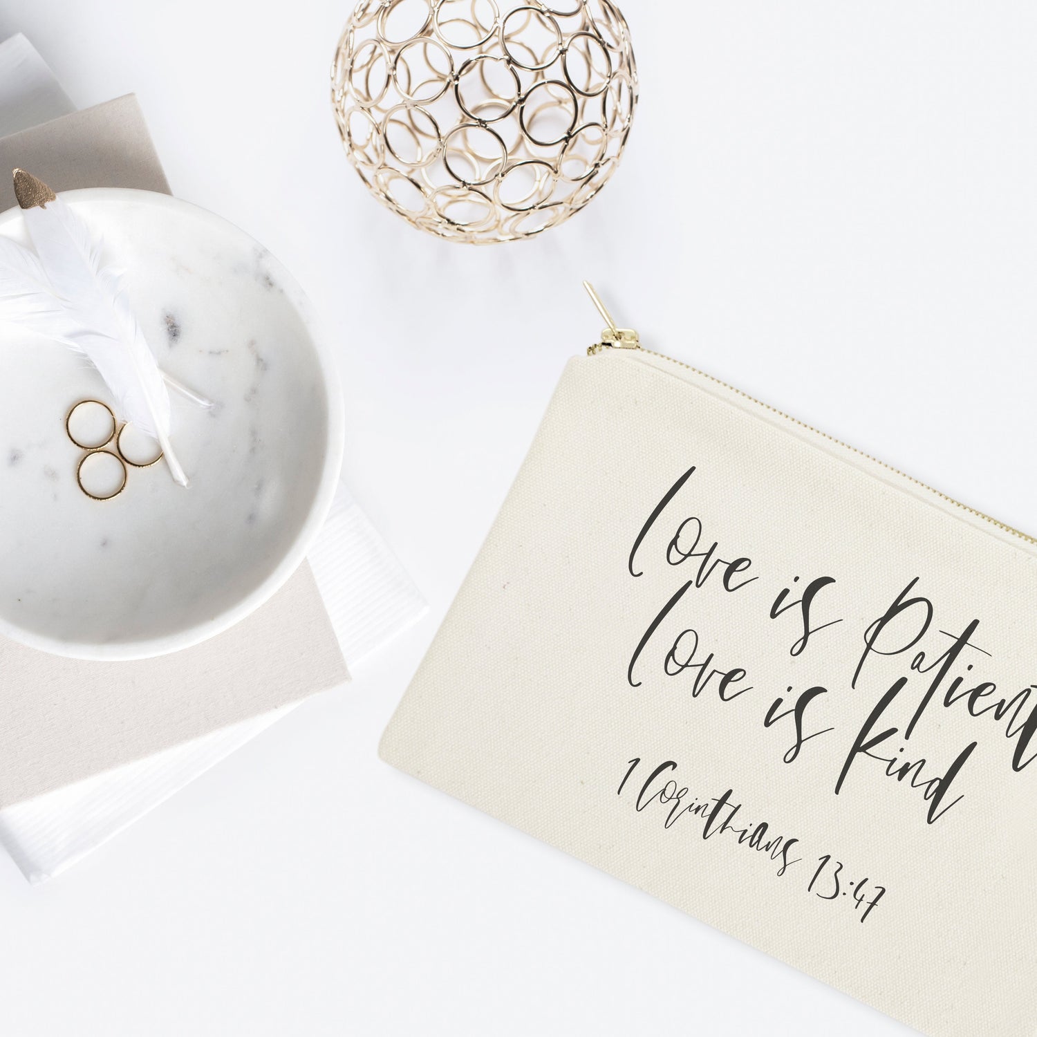 Love is Patient Love is Kind Cotton Canvas Cosmetic Bag from The Cotton & Canvas Co.