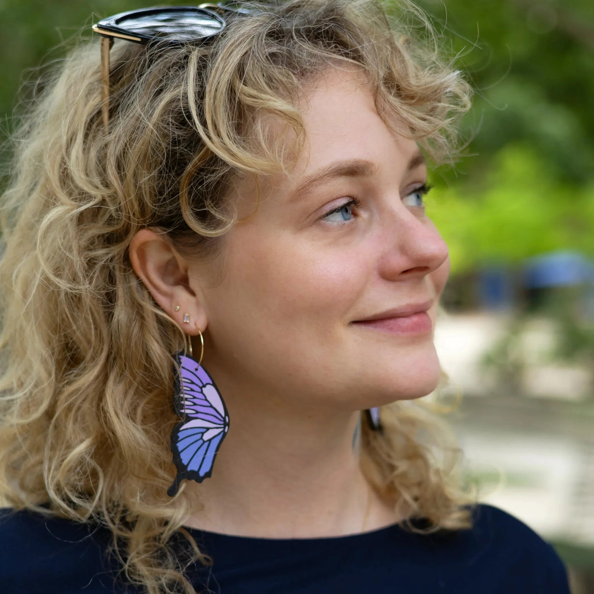 Lavender Butterfly Hoops from LE CHIC MIAMI