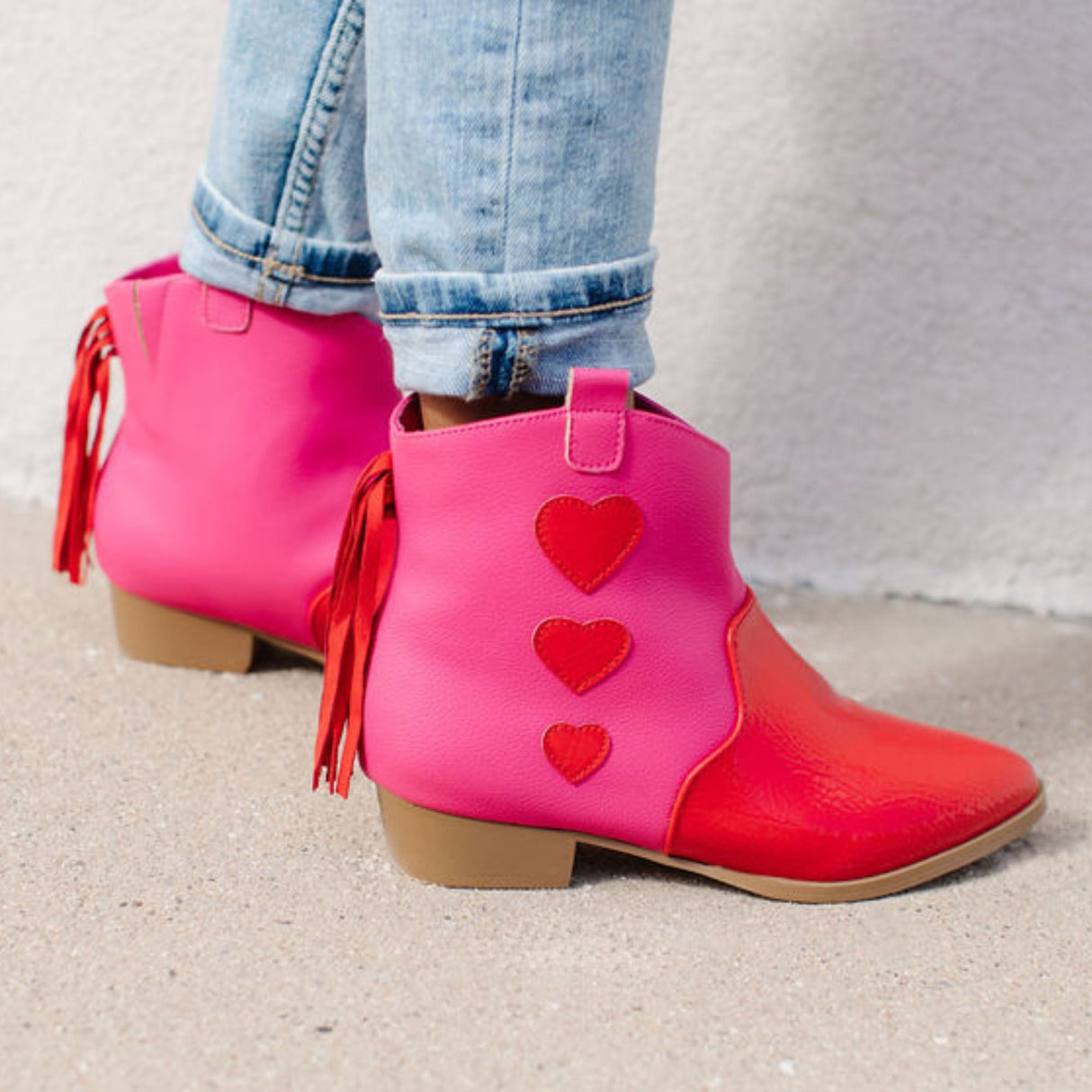 Miss Dallas Western Boot in Pink & Red Hearts - Kids from Yosi Samra