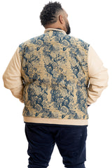 M1096 Veroma Tapestry Varsity Jacket - Khaki From Makobi Jeans USA