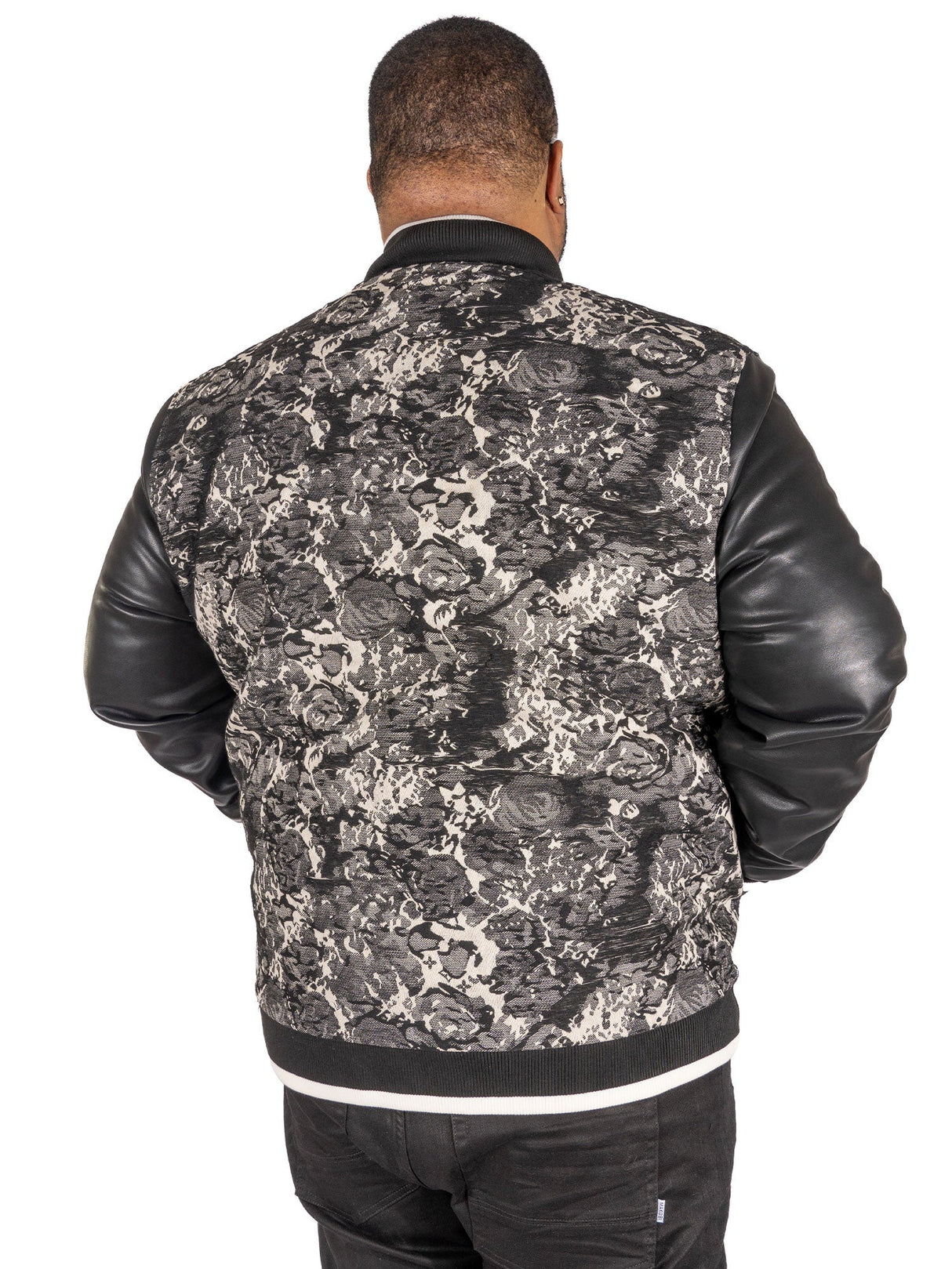 M1096 Veroma Tapestry Varsity Jacket - Black From Makobi Jeans USA