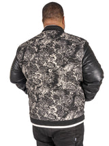 M1096 Veroma Tapestry Varsity Jacket - Black From Makobi Jeans USA