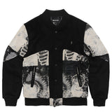 M1099 Bagnoli Tapestry Varsity Jacket - Black From Makobi Jeans USA