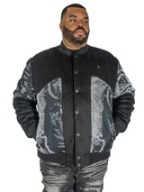 M1099 Bagnoli Tapestry Varsity Jacket - Black From Makobi Jeans USA