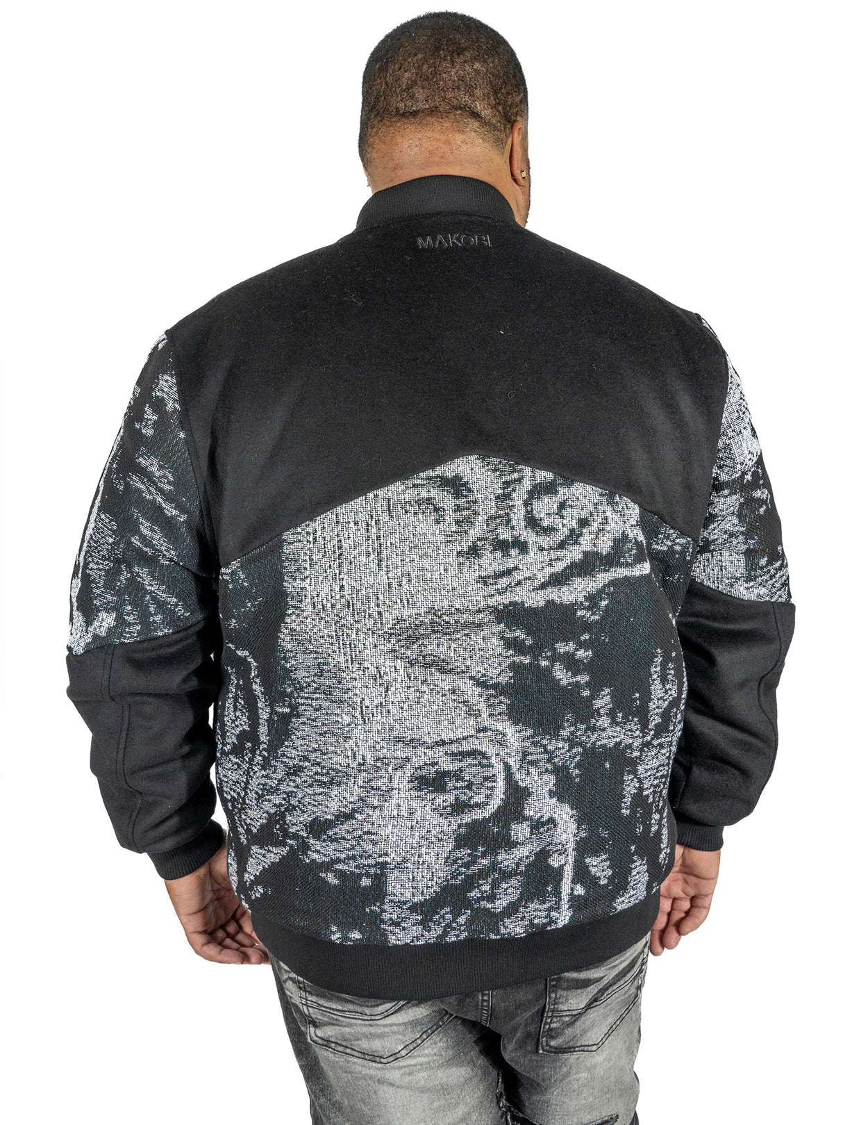 M1099 Bagnoli Tapestry Varsity Jacket - Black From Makobi Jeans USA
