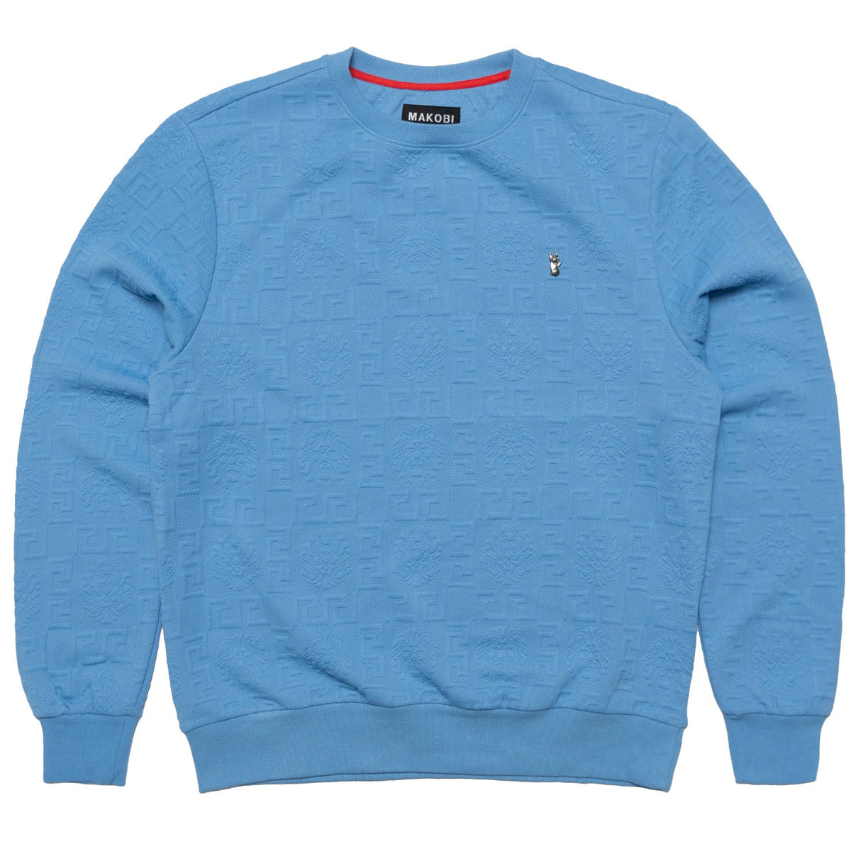 M4232 Bianchi Jacquard Crewneck Sweatshirt - Blue From Makobi Jeans USA