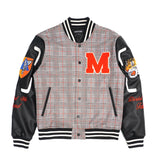 M4315 Vercelli Plaid Varsity Jacket - Black From Makobi Jeans USA