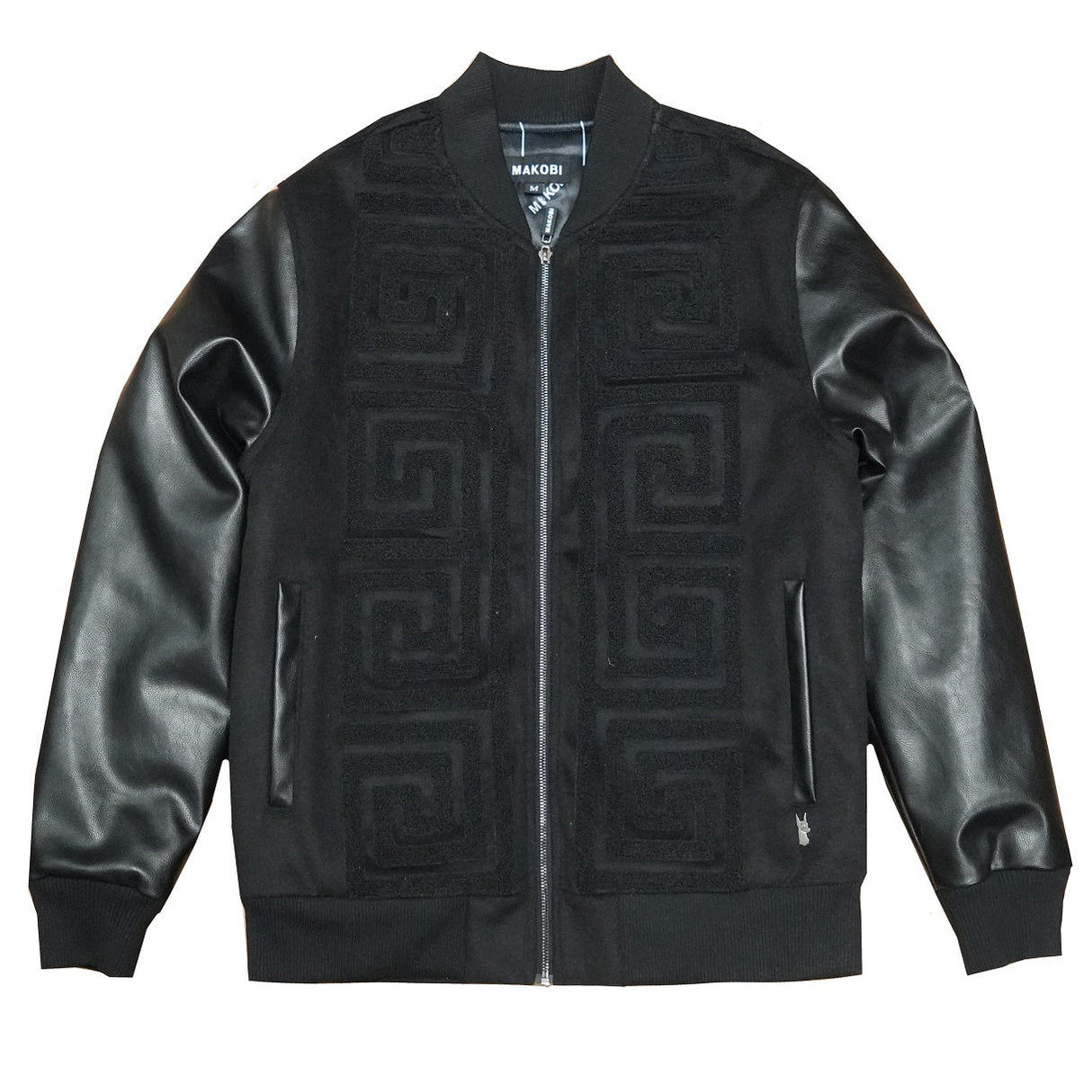 M4338 Adonis Wool Varsity Jacket - Black From Makobi Jeans USA