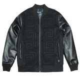 M4338 Adonis Wool Varsity Jacket - Black From Makobi Jeans USA