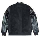 M4338 Adonis Wool Varsity Jacket - Black From Makobi Jeans USA