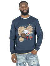 M4344 Berteli Crewneck Sweatshirt - Navy From Makobi Jeans USA