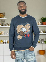 M4344 Berteli Crewneck Sweatshirt - Navy From Makobi Jeans USA