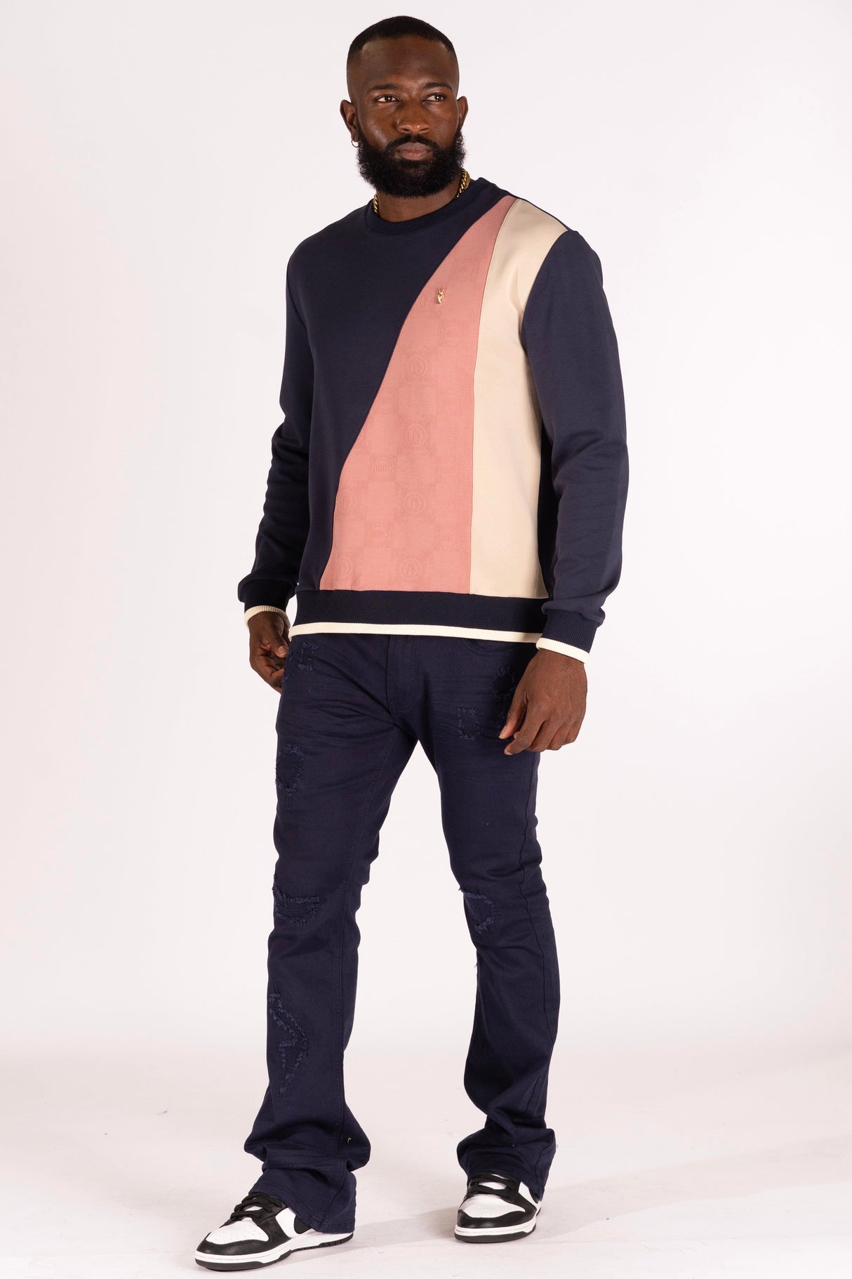 M4348 Benini Sweatshirt - Navy From Makobi Jeans USA