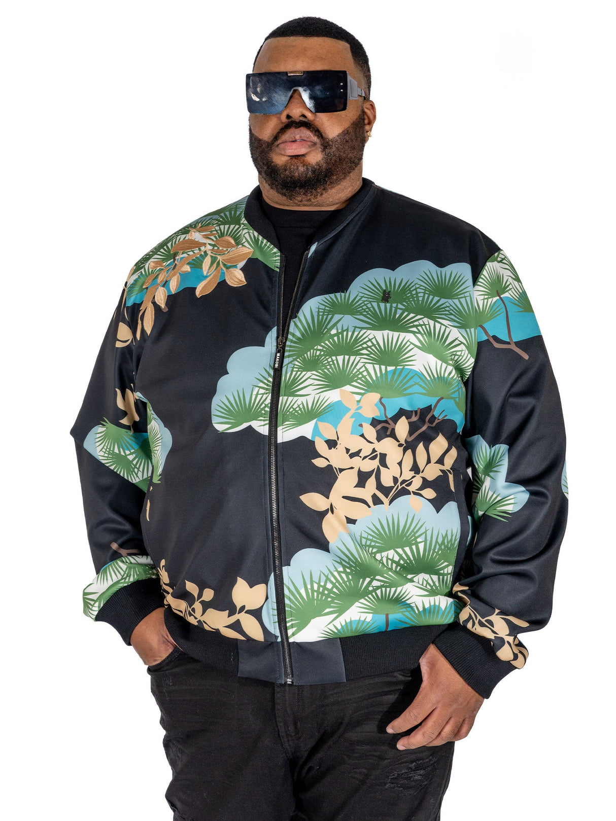 M4470 Beruni Varsity Jacket- Black From Makobi Jeans USA