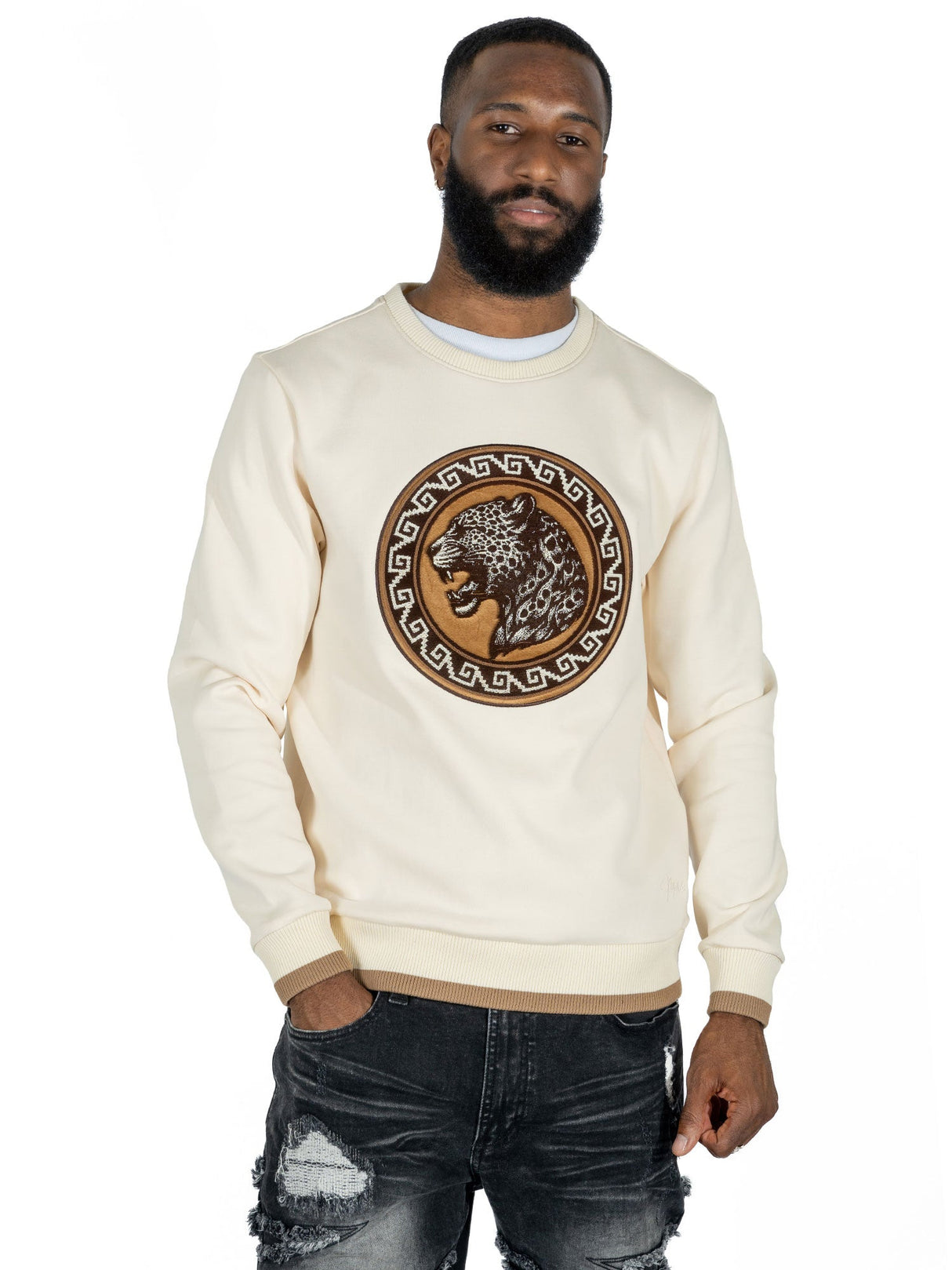 M4590 Pantera Crewneck Sweatshirt - Natural From Makobi Jeans USA