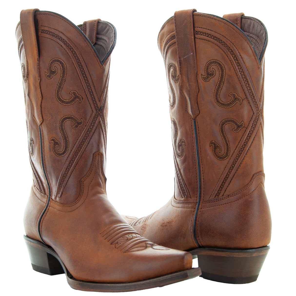 Cheyenne Cowgirl Boots | Women's Snipped Toe Tan Leather Boots (M50041) from Soto Boots