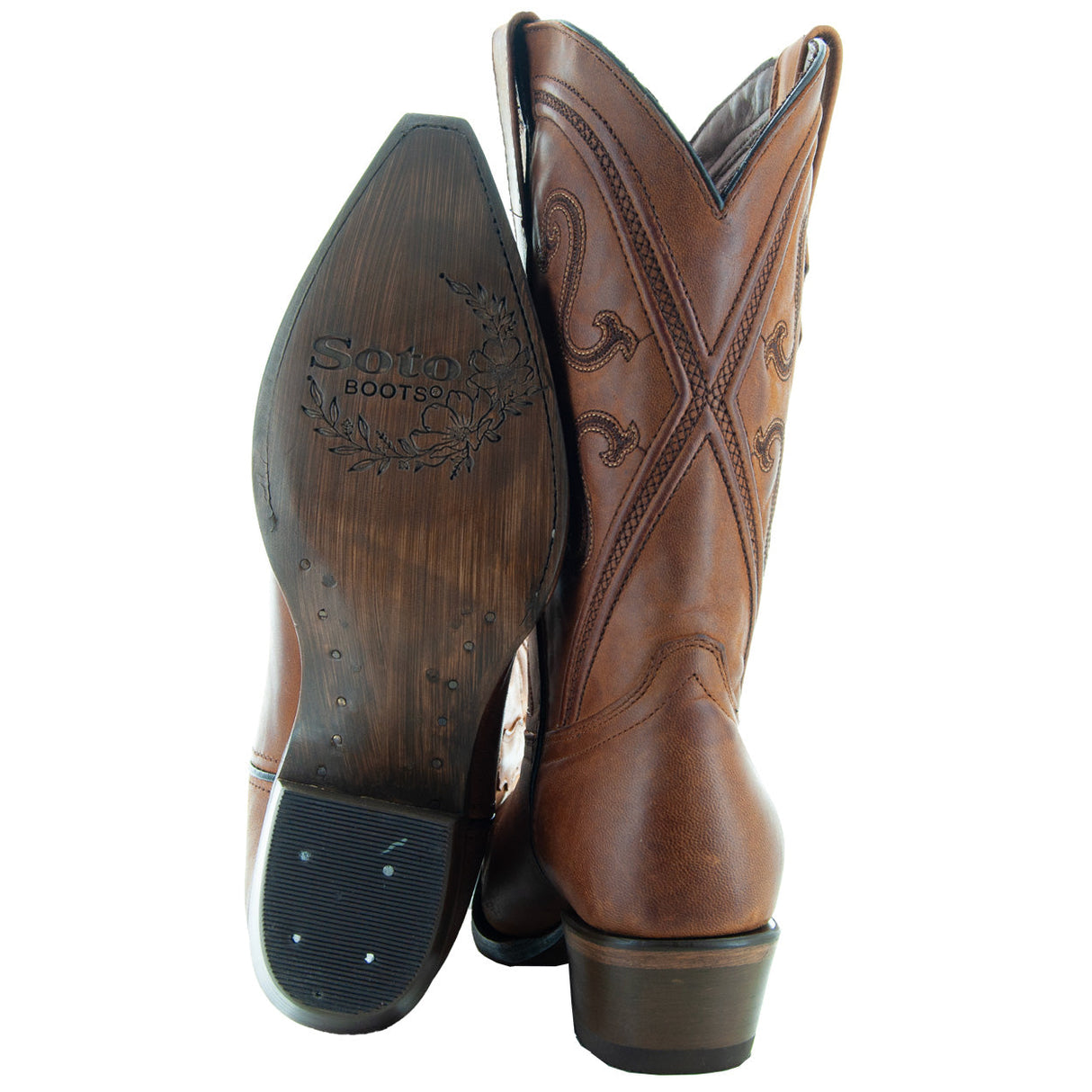 Cheyenne Cowgirl Boots | Women's Snipped Toe Tan Leather Boots (M50041) from Soto Boots