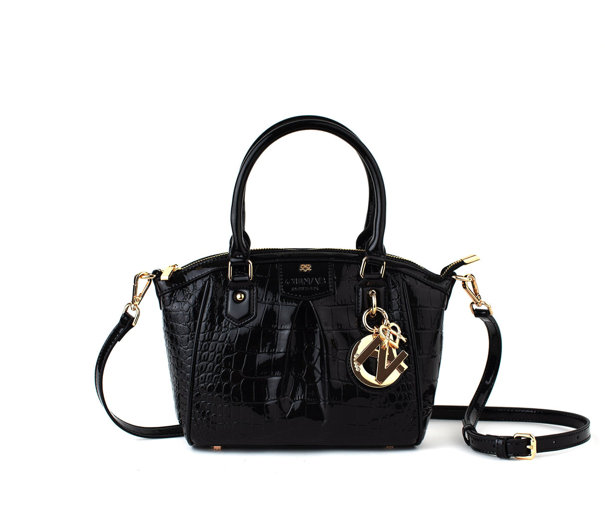 Madison Mini - Black Croc Vegan Bag from Gunas New York