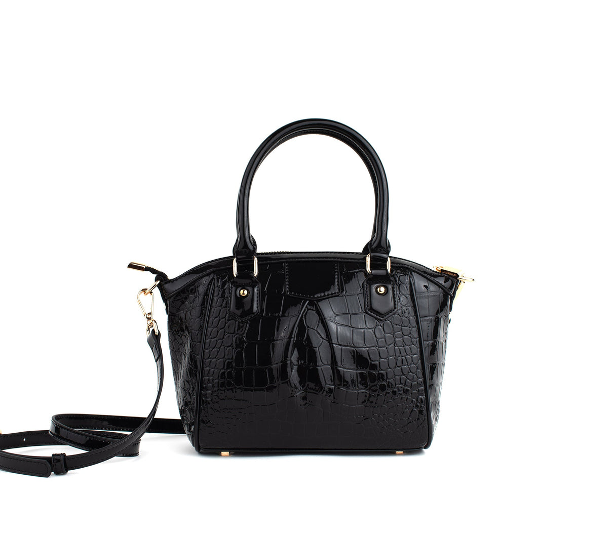 Madison Mini - Black Croc Vegan Bag from Gunas New York