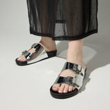 Maya Footbed Sandal in Silver Leather from Yosi Samra