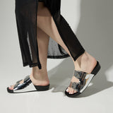 Maya Footbed Sandal in Silver Leather from Yosi Samra