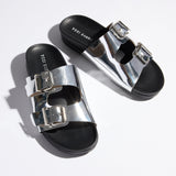 Maya Footbed Sandal in Silver Leather from Yosi Samra