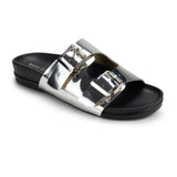Maya Footbed Sandal in Silver Leather from Yosi Samra