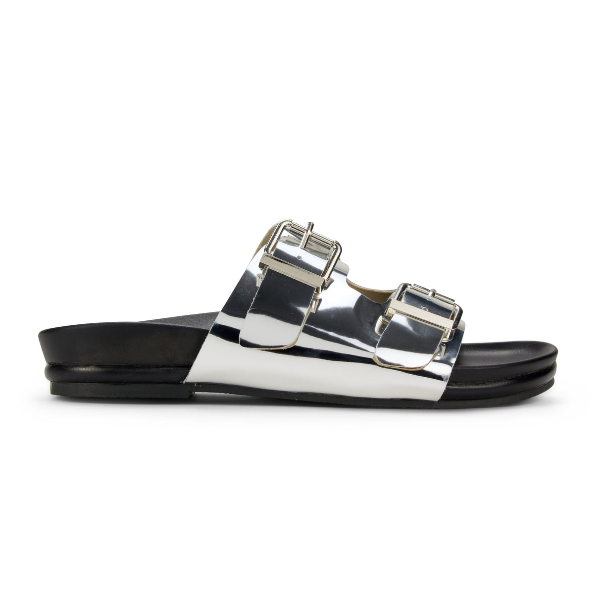 Maya Footbed Sandal in Silver Leather from Yosi Samra