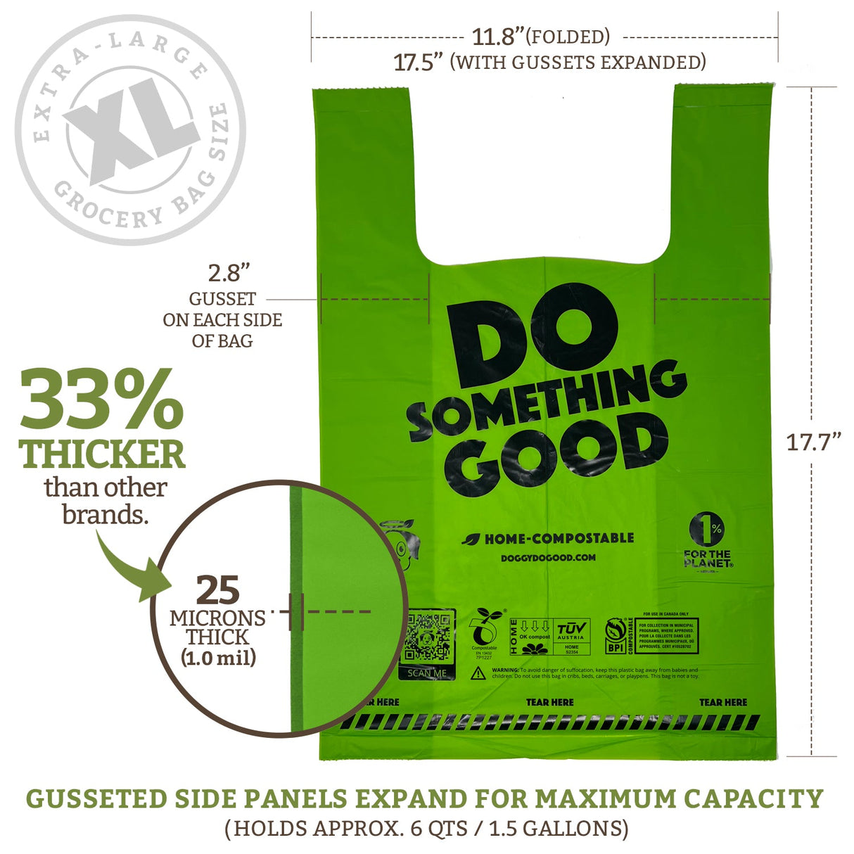 Single Roll - 90 XL Bags w/ Handles from Doggy Do Good®