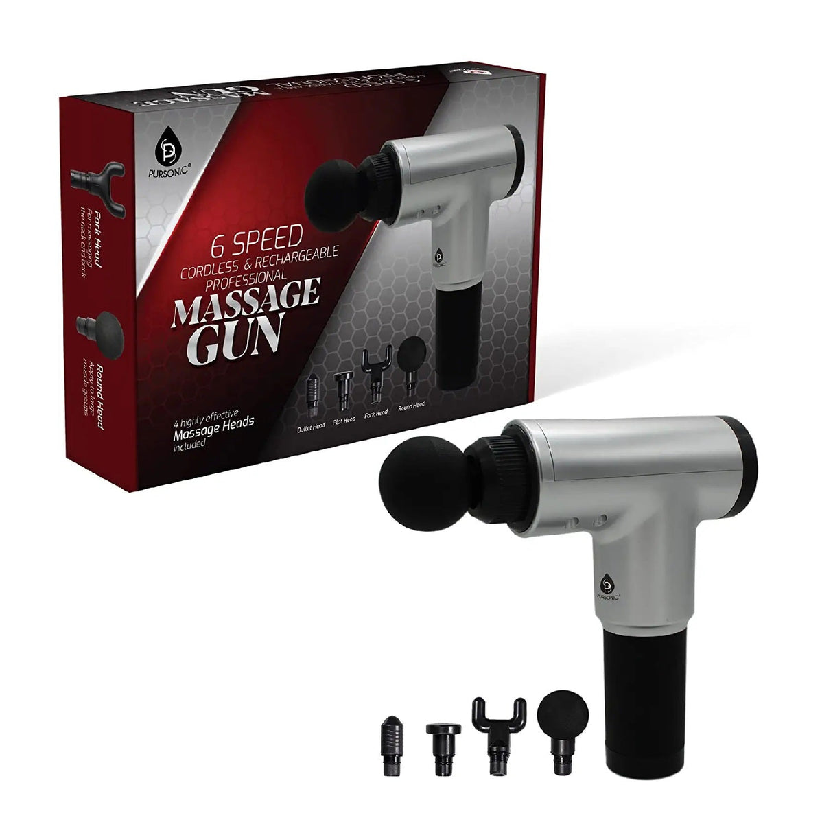 6 Speed Cordless & Rechargeable Professional Massage Gun from Pursonic